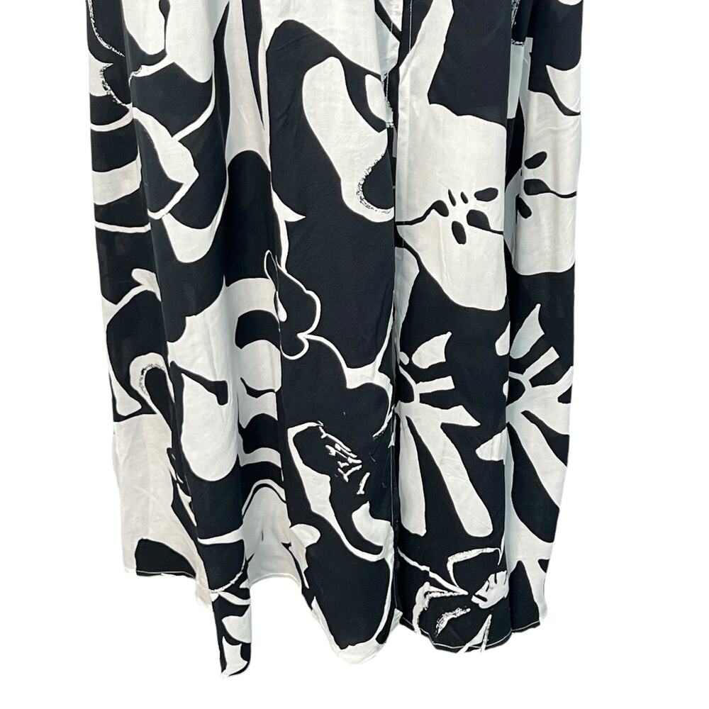 Elan Small Maren Maxi Dress Black White Front Slit Cruise Wear V Neck Boho Flowy - Picture 7 of 16
